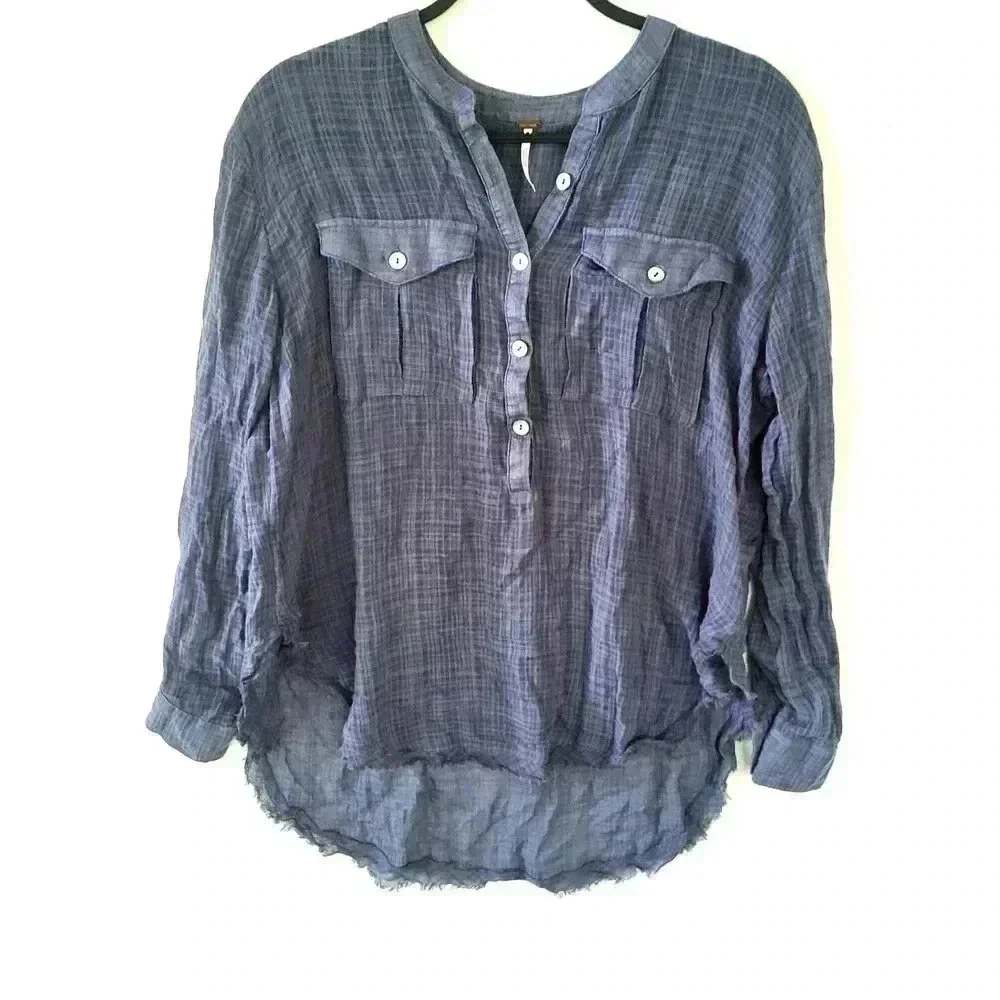 Free People Blue Plaid Tunic Top‎